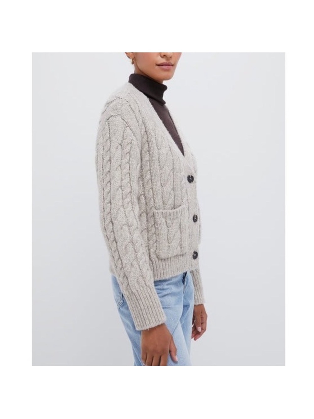 NWT Tuckernuck Arthur Cable Knit Capsule Cardigan Sweater Gray Wool Cropped M